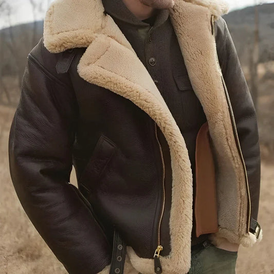 Élégance et Chaleur : Le Manteau d’Hiver en Cuir avec Fourrure pour Hommes