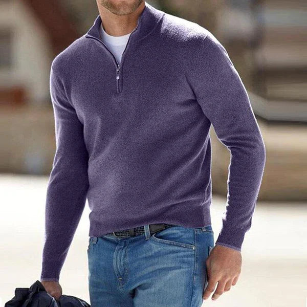 Élégance et Confort : Le Pull en Mérinos à Col V avec Fermeture Éclair